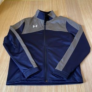 Under Armour jacket navy blue/grey full zip, pockets, long sleeved, men’s